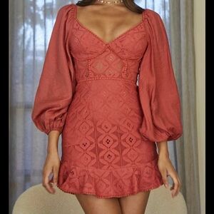 Angel Biba Orange Fit and Flare Dress with Sweetheart Neckline